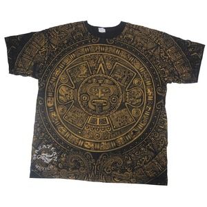 Vintage Mayan Calender Allover Graphic T Shirt